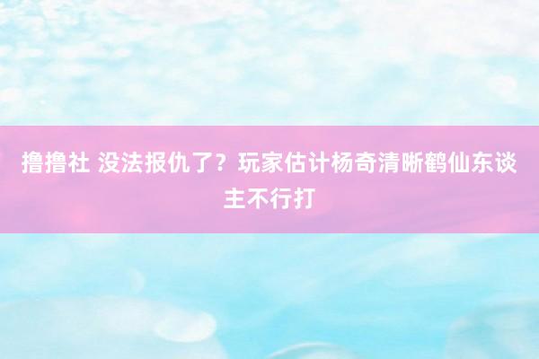 撸撸社 没法报仇了？玩家估计杨奇清晰鹤仙东谈主不行打