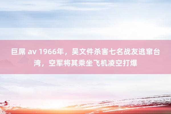 巨屌 av 1966年，吴文件杀害七名战友逃窜台湾，空军将其