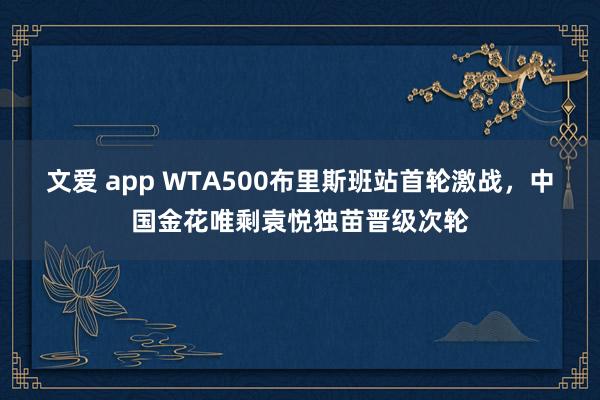 文爱 app WTA500布里斯班站首轮激战，中国金花唯剩袁