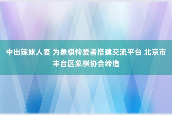 中出辣妹人妻 为象棋怜爱者搭建交流平台 北京市丰台区象棋协会缔造