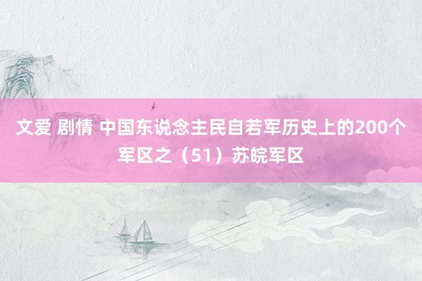 文爱 剧情 中国东说念主民自若军历史上的200个军区之（51）苏皖军区