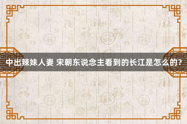 中出辣妹人妻 宋朝东说念主看到的长江是怎么的？