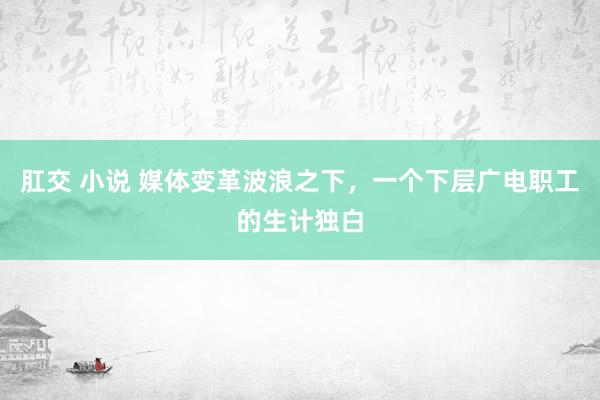 肛交 小说 媒体变革波浪之下，一个下层广电职工的生计独白